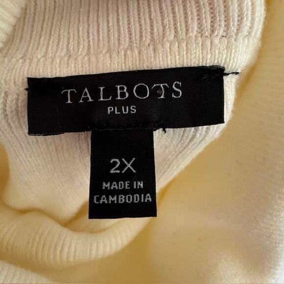 Talbots Plus Womens Ribbed Turtleneck Sweater 2X Cream Minimalist Capsule - Picture 5 of 11
